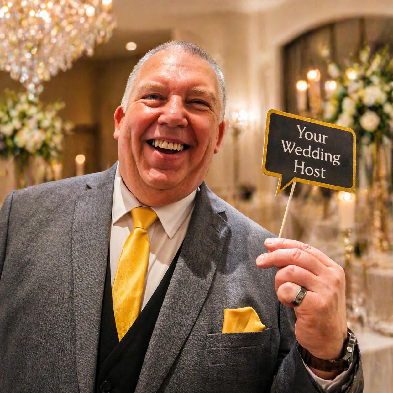 DJ Mike Hackett hosting and DJing during a wedding celebration